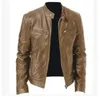 Mens Leather Faux Fashion Jacket Slim Fit Stand Collar PU MANA ANTIWIND MOTORCYCLE LAPEL Diagonal dragkedja Jackor Män 5xl 231129