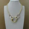 Conjunto de collar y pendientes Yuminglai, joyería única chapada en oro y FHK10026