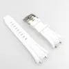 27mm White Rubber Band 20mm Tang Buckle Strap Steel Connector Links Fit For AP 39 mm 41 mm Royal Oak Wristwatch Watch