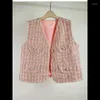 Gilets pour femmes Femmes Perle Col V Brillant Tweed Gilet Paillettes Haute Qualité Or Rose Mode Doux Parfum Sans Manches Femme Manteau