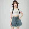 Kvinnors jeans byxor y2k streetwear 2023 koreanska mode denim shorts lastkläder kvinnor kawaii de mujer sommar sexiga kläder
