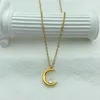 Pendant Necklaces Gold Plated Steel Moon With Zircon Stainless Necklace For Women Jewerly In Accessories Luxury Simple Design