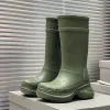 Balencig Balenicass Dighhhigh Round Round Tall Balencaiiga Nieuwe Knight Boots Toe Rainboots Cap Flats Heel Rubber Sole Unisex Luxe ontwerpers Fashion Casual Couple schoenen