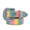 2023 Designerbälten BB Belt Simon för Owen Men Kvinnor Fashion Shiny Skull Kor Diamond Belt Gold Big Rhinestones Multicolour 20 Styles Smooth Big Buckle Real Classicalicalical