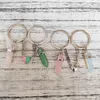 Keychains Natural Stone Keychain Love Heart Magnetic Buckle Pillar Kvinnor Keyring Fashion Keyholder Boho Jewelry Car Key Rings