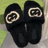 designer femme pantoufle sandale à la mode chaud 100 laine coton noir blanc chaussures intérieur extérieur femme pantoufle designer automne hiver001