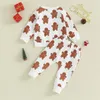Clothing Sets Baby Girls Christmas Pants Sets Long Sleeve Gingerbread Print Sweatshirt Tops Drawstring Clothe Sets 231129