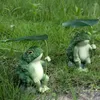 Décorations de jardin en plein air grenouille figurine brocoli décoration résine matériau accessoire créatif pour pelouses patios cours