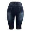 Women's Jeans MUQGEW Summer Shorts Women Streetwear High Waist Button Down Pockets Denim Skinny Knee-Length Pants#g4