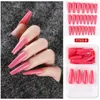 False Nails 24pcs 프랑스 화려한 발레리나 긴 관 글로시 맑은 가짜 프레스 네일 팁 여성과 여자를위한 매니큐어