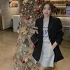 Women's Suits Plus Size S-3XL Women Blazer Jacket Oversize Loose Chic Split Back Spring Autumn Fashion Casual Elegant Office Work Black Grey