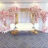 Shiny Gold-plated Square Screen Backdrop Shelf Wedding Arch Geometry Flower Door Stand Artificial Floral Decor Frame