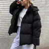 Winter frauen Baumwolle Unten Winter Frauen Mode Lose Starke Mit Kapuze Zipper Parkas Mantel Weibliche Feste Beiläufige Warme Taschen Outwear