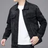 Erkek ceketler erkek siyah denim ceket sokak kıyafeti bahar sonbahar vintage gündelik uzun kollu üst moda dönüş yakalı gevşek ceket jaqueta kot 231129