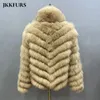 Женское пальто из искусственного меха Casaco De Pele, зимнее толстое теплое пальто из натурального лисьего меха для женщин, кардиган, двусторонняя куртка, куртки из натурального меха с пузырьками S4829 231129
