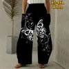 Women's Pants Summer Chinos High Waist Fashion Slacks Breathable Pocket Trousers Design Printing Full Length