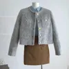 Vestes Femmes Automne Hiver Gris Laine Veste matelassée Femmes Simple Casual Lâche Basic Corée Élégant Chic Petit Parfum Bureau Lady Manteau