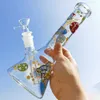 10 inch Glow In The Dark Hookah Glass Water Pipe Bong Astronaut Printed Aviation Elements with 14mm Bowls