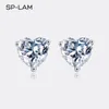 Oor manchet 1CT oorbellen hart gemaakt diamant steen echt 925 zilveren vrouwen elegante luxe kleine CZ verharde studs sieraden cadeau 231129