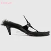 Slippers Fur Leather Round Toe Spike Heel Metal Decoration Mixed Color Warm Slip On Fashion Elegant Sexy Shoe Runway Show est 231130