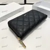 Monedero de diseñador para mujer Bolso de caviar 19 cm Cuero Diamante Check Hardware plateado Hebilla de metal Bolsos de embrague de lujo Monedero con cremallera de doble compartimento Titular de la tarjeta Sacoche