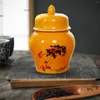 Lagringsflaskor Keramisk tebehållare Porslin ingefära burk med lock Ancient Chinese Style