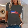 Women's T Shirts Women's Casual Independence Day Feather Printed Shirt Short Sleeved Loose Top