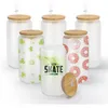 3 days delivery 16oz Sublimation Glass Beer Mugs with Bamboo Lid Straw DIY Blanks Frosted Clear Can Tumblers Heat Transfer Cocktail Iced Coffee Soda Whiskey