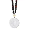 Collane con ciondolo Collana classica con etichetta a forma di cerchio Yin Yang in cristallo bianco Cina Tai Chi Bagua Girocollo Amuleto Regalo di gioielli per la pace di sicurezza fortunata