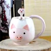 Tazze Simpatico cartone animato Animale Tazza in ceramica Acqua per bambini dipinta a mano con cucchiaio Tazza di latte Tazze di caffè Set regalo di Natale Bar