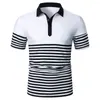 Polos de polos masculinos Men manga curta camisa polo de duas cores Splicing Summer em streetwear moda de lapela de lapela