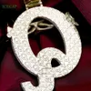 Single Letter Q Pendant Ice Hip Hop Moissanite Pendant 925 Silver Gold Plated Diamond Pendant Charm Necklace