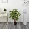 Decorative Flowers Nearly Natural 4' Bamboo Artificial Tree With Planter Green