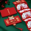 Emballage cadeau Enveloppes rouges chinoises pliables 2023 Année du tigre Paquets d'argent chanceux Paquet de 6 fentes pour cartes