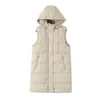 Gilets pour femmes UNIZERA 2023 automne hiver produit mode et décontracté polyvalent mi-long fermeture éclair à capuche gilet manteau 231129