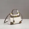 قماشية أزياء جديدة مع Hkelys مع جلد Lychee Pattern Womens Bag Propedoile Leather حقيبة يد 28 سم