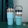30-Unzen-Edelstahlbecher mit Strohhalm, fahrzeugmontierte Autobecher, amerikanische Großraum-Desktop-Bürowasserflaschen, US-Lager