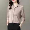 Women's Blouses Shirts Elegant Lady Simple Long Sleeve Shirt Straight Loose Women Spring Solid Female Casual Cloingyolq