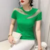 Kadın T Shirtler 2023 Yaz Kısa Kollu T-Shirt Seksi Hollowed Diamonds Üstler Moda Kadın Gömlek