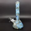 El tubo de agua que fuma del silicón de la cachimba que brilla en la oscuridad de 7 pulgadas Bong el pelele con el cuenco de cristal de 14m m azul