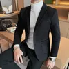 Mens Suits Blazers Highend Boutique Wool Tweed Sacka Jacket Mens Winter Thick Section Solid Color Business Leisure with Black 231129