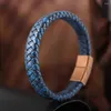 Armreif, Vintage-Stil, blau, mehrlagiges Leder, gewebt, Armband, bezauberndes Weihnachtsgeschenk für Herren, Valentinstag, Beschützer-Schmuck