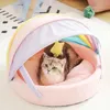 Cat Beds Furniture Dog Rainbow Soft Round Pets Folding Mat Pet Accessories Dropshipping 2021 Best Selling Productsvaiduryd