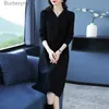 Basic Casual Dresses Women Fashion Slim Knitting Dress For Autumn Winter 2023 New Oversize V-neck Pullover Solid Pattern Office Lady Long SweaterL231130