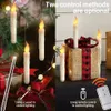 Decorações de Natal LED Velas Flutuantes Varinha Mágica Suspensão Remota Luz Quente LED Bateria Flameless Taper Vela Decoração Decoração de Festa de Natal 231129