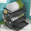 Pot Lid Holders Dish Drainer Rack Holder Dish Drying Rack Plate Dish Cup Cutlery Drainer Rack Plates Holder with Mug Holder and Cutlery 231129