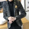 Mens Suits Blazers varış marka giyim bahar takım elbise ceket erkekler ekose moda ince erkek rahat elbise 231129