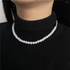 Choker Gold Farbe Perle halbe Imitationsperlen Halskette für Frauen einfache Mode Legierung Metall Neckalce Jewerly Collier Bijoux Femme