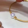 Moda Au750 vero oro puro pawnable perle Akoya braccialetto braccialetto gioielleria raffinata bracciali donna gioielli