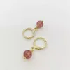 DANGLE ORCRINGS STRAWBERRY QUARTZ SIMPLE DROP عالية الجودة من الأحجار الكريمة الطبيعية سحر 14K مملوءة بالأطواق المملوءة بالذهول المجوهرات 2023